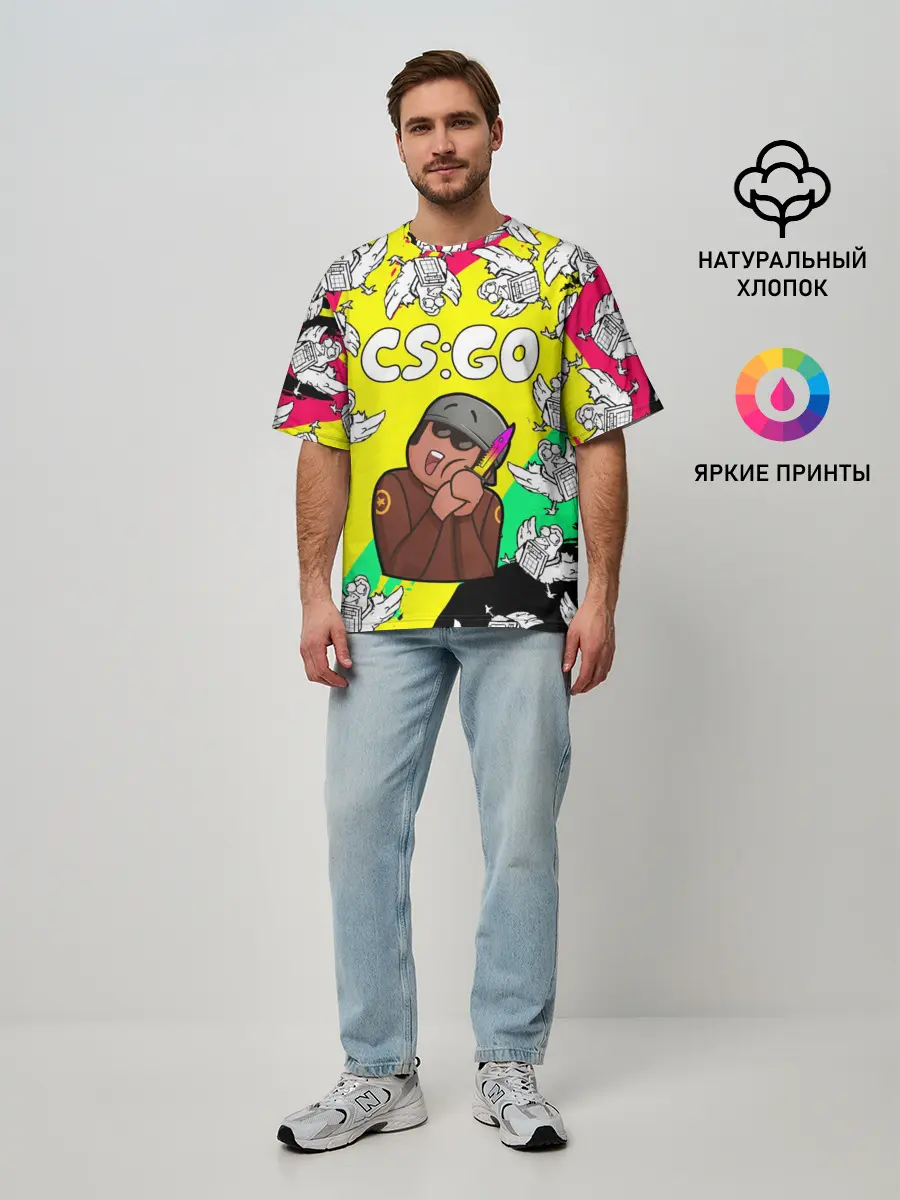Мужская футболка оверсайз / CS GO CHICKEN