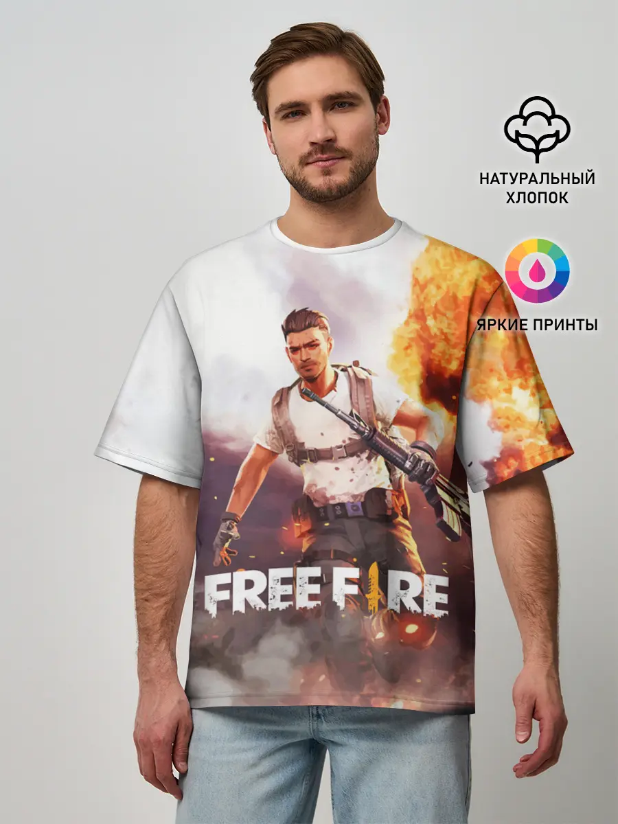 Мужская футболка оверсайз / FREE FIRE