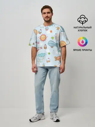 Мужская футболка оверсайз / Детские рисунки