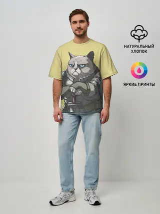 Мужская футболка оверсайз / Кот