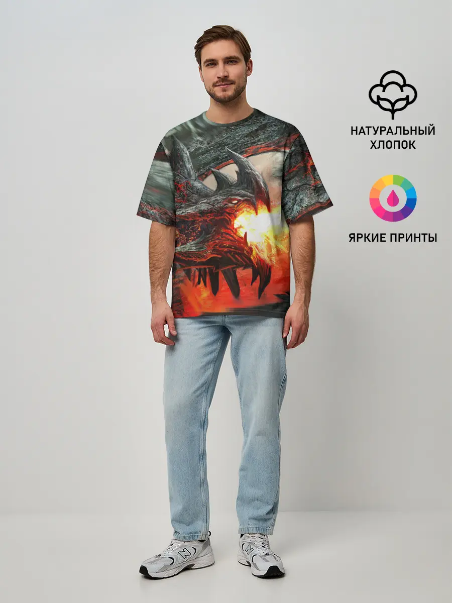 Мужская футболка оверсайз / Дракон | Dragon