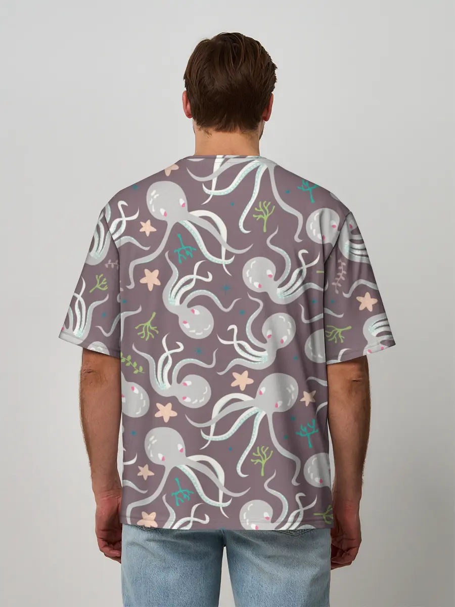 Мужская футболка оверсайз / Осьминоги