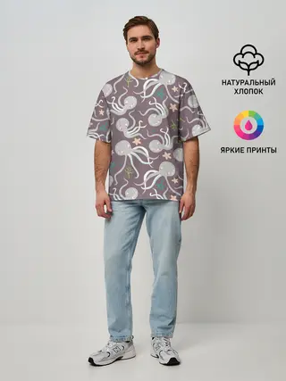 Мужская футболка оверсайз / Осьминоги