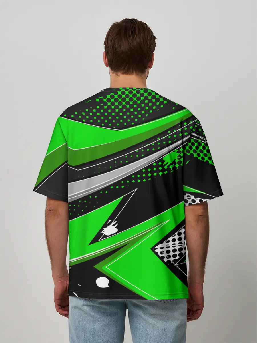 Мужская футболка оверсайз / Зеленая краска