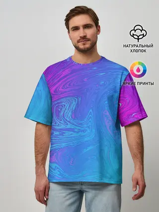 Мужская футболка оверсайз / BACKGROUND IN NEON