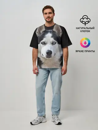 Мужская футболка оверсайз / Хаски