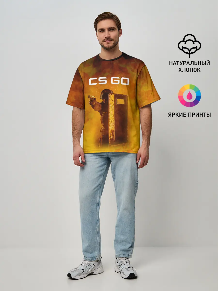 Мужская футболка оверсайз / CS GO SWAT | КС ГО