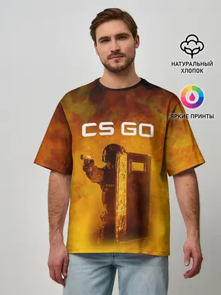 Мужская футболка оверсайз / CS GO SWAT | КС ГО