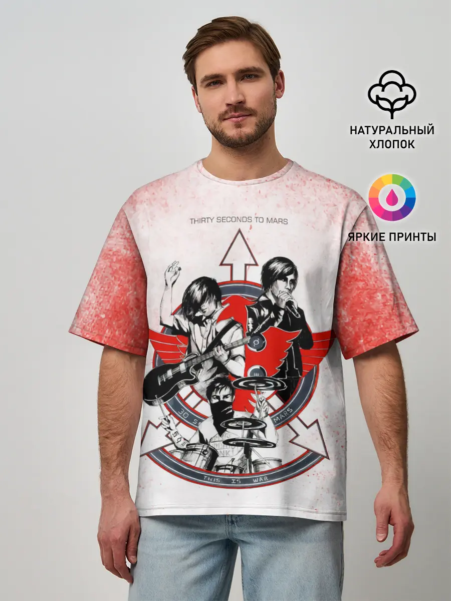Мужская футболка оверсайз / Thirty Seconds to Mars арт группы