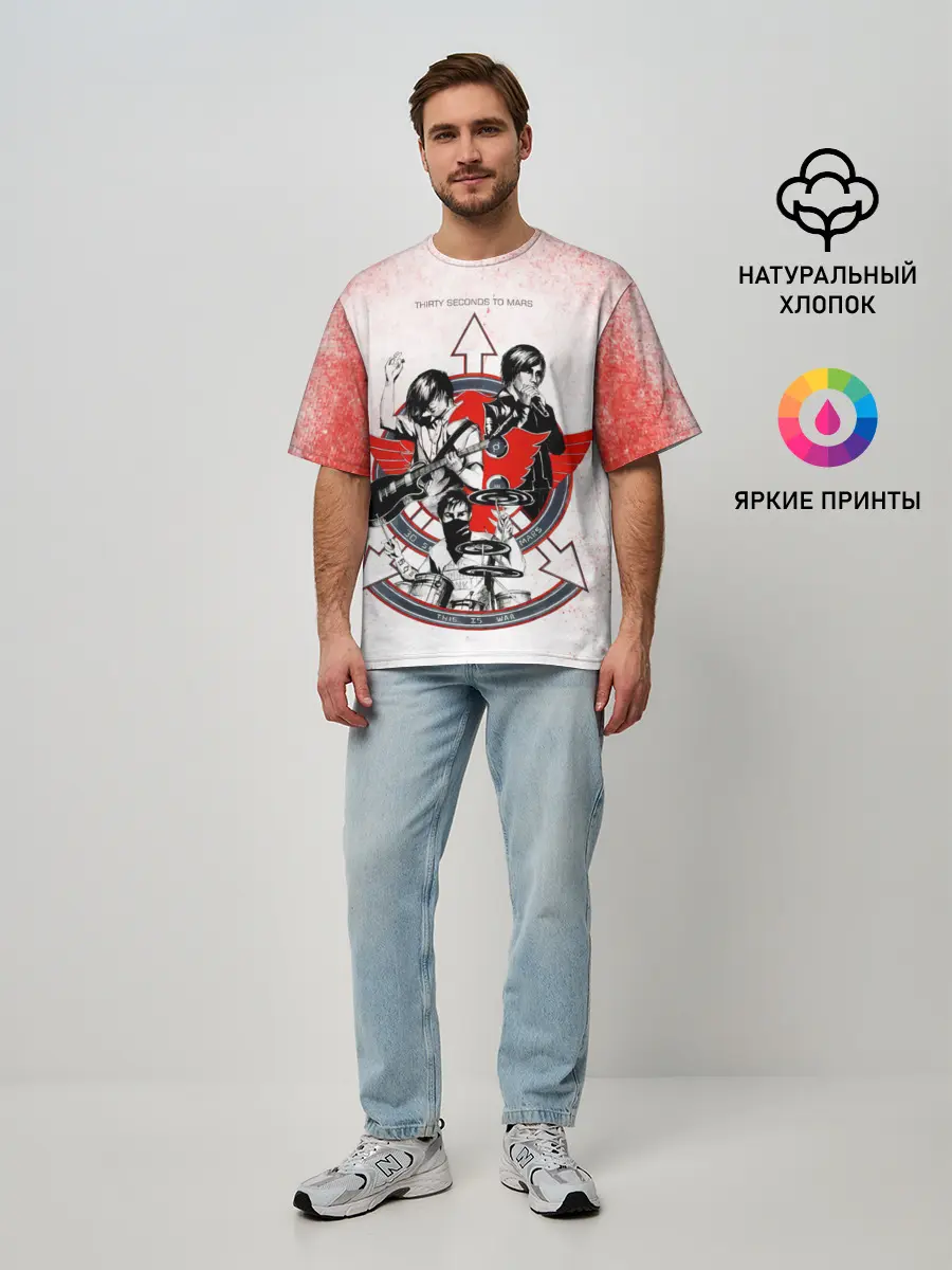 Мужская футболка оверсайз / Thirty Seconds to Mars арт группы
