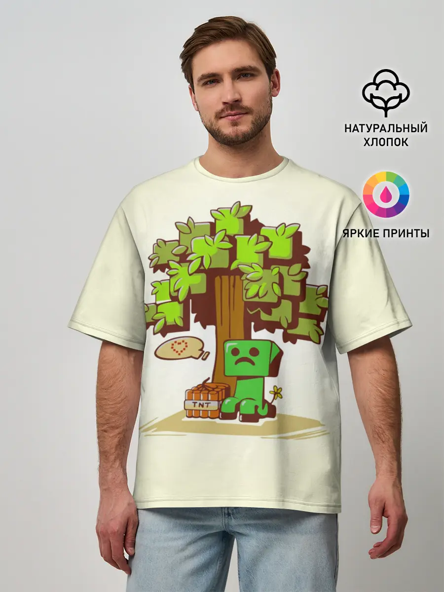 Мужская футболка оверсайз / Майнкрафт, Крипер