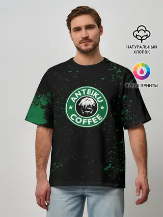 Мужская футболка оверсайз / Anteiku coffee sturbucks