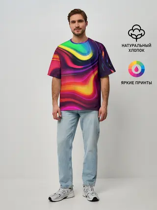 Мужская футболка оверсайз / Неоновые пятна