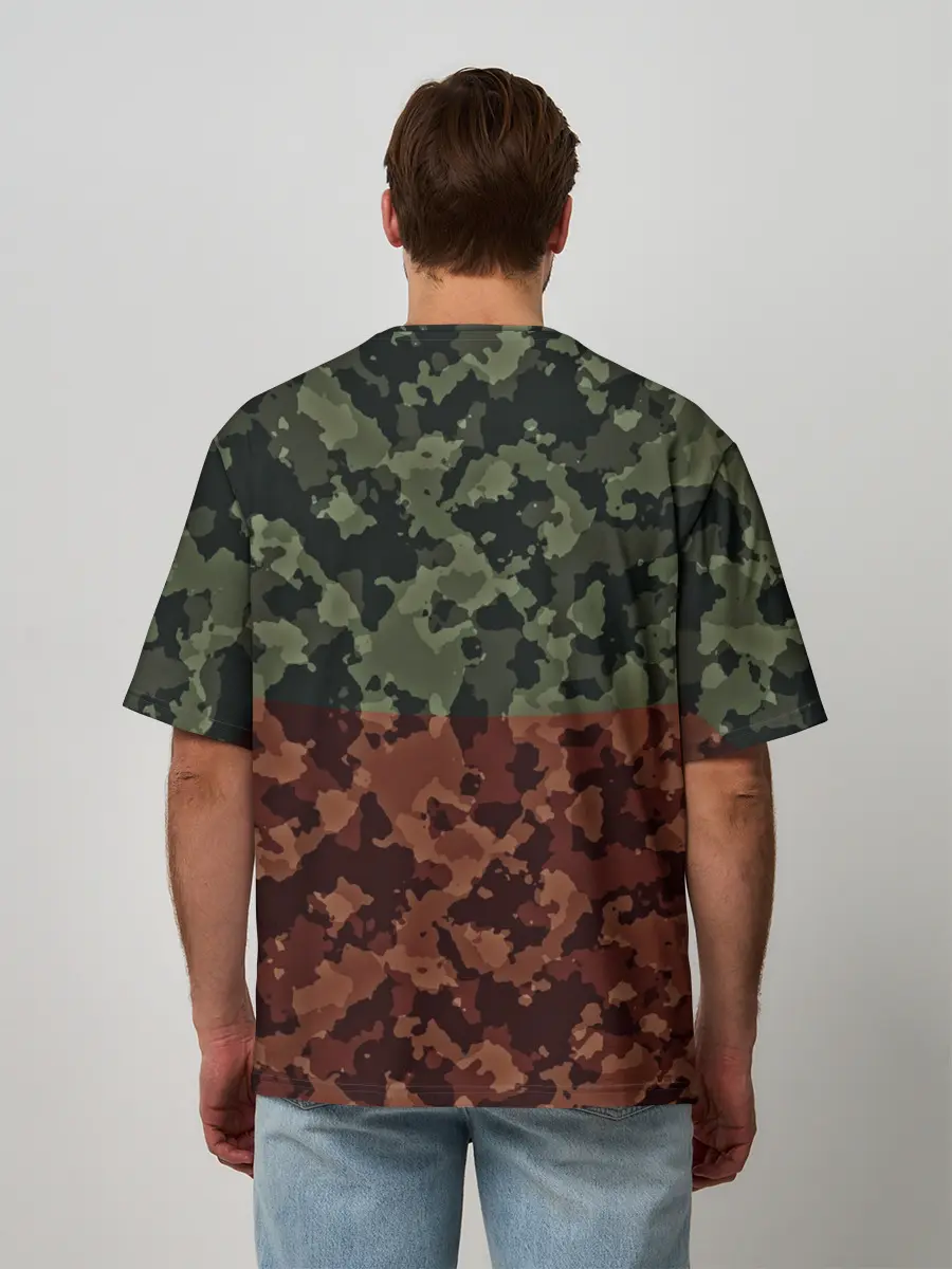 Мужская футболка оверсайз / Двойной камуфляж