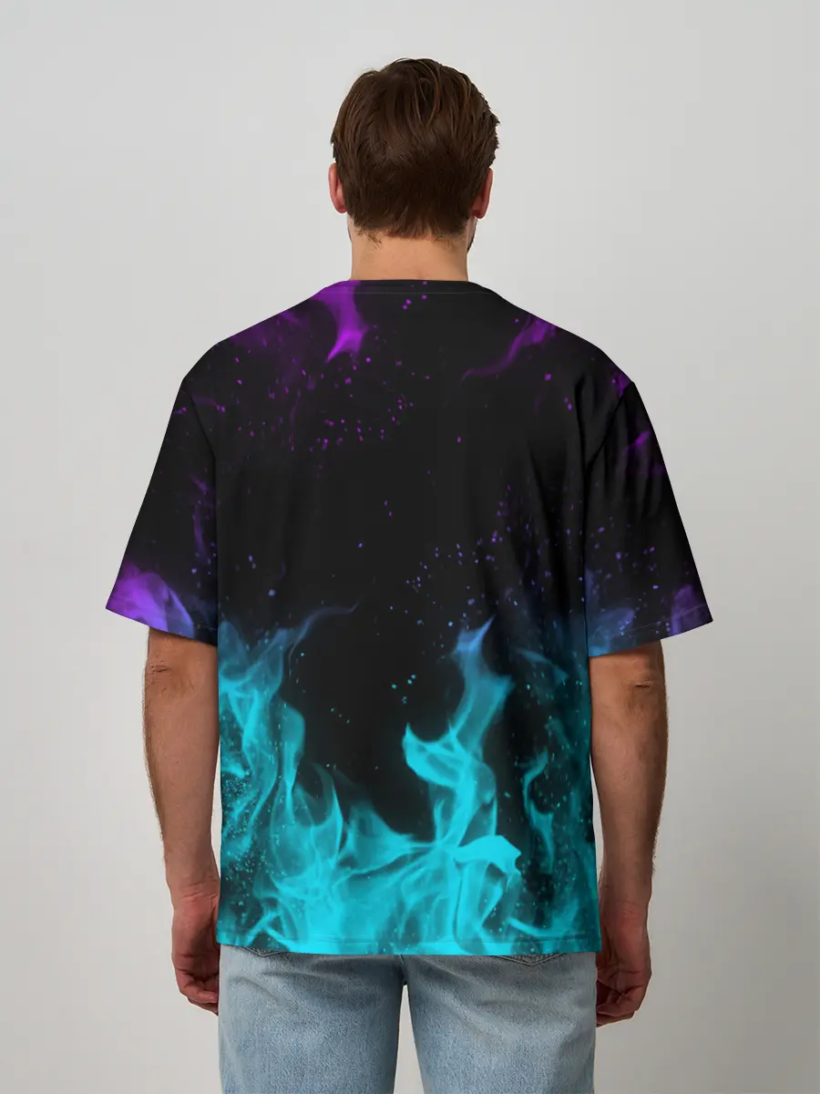 Мужская футболка оверсайз / НЕОНОВЫЙ ОГОНЬ | NEON FIRE