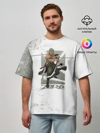 Мужская футболка оверсайз / Зоро One Piece. Большой куш