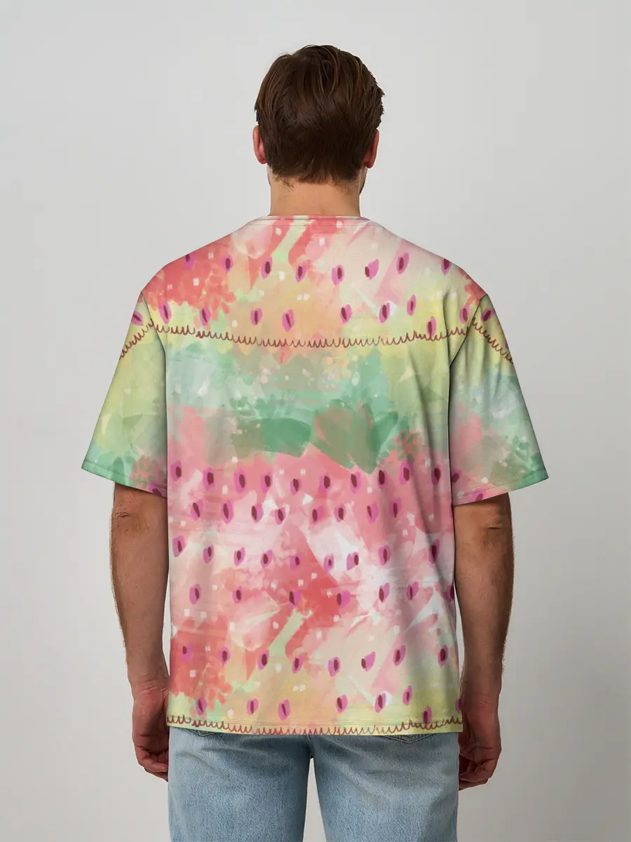 Мужская футболка оверсайз / Бархатный арбуз