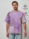 Мужская футболка оверсайз / Сиреневые разводы краски