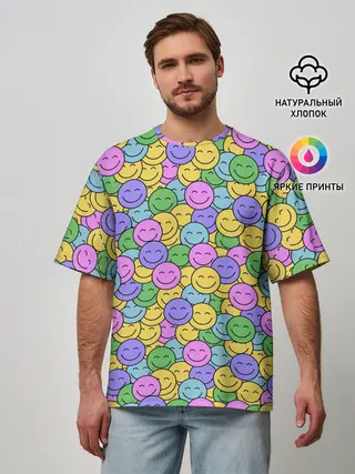 Мужская футболка оверсайз / Смайлики