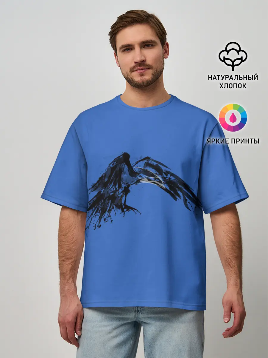 Мужская футболка оверсайз / Тень ворона