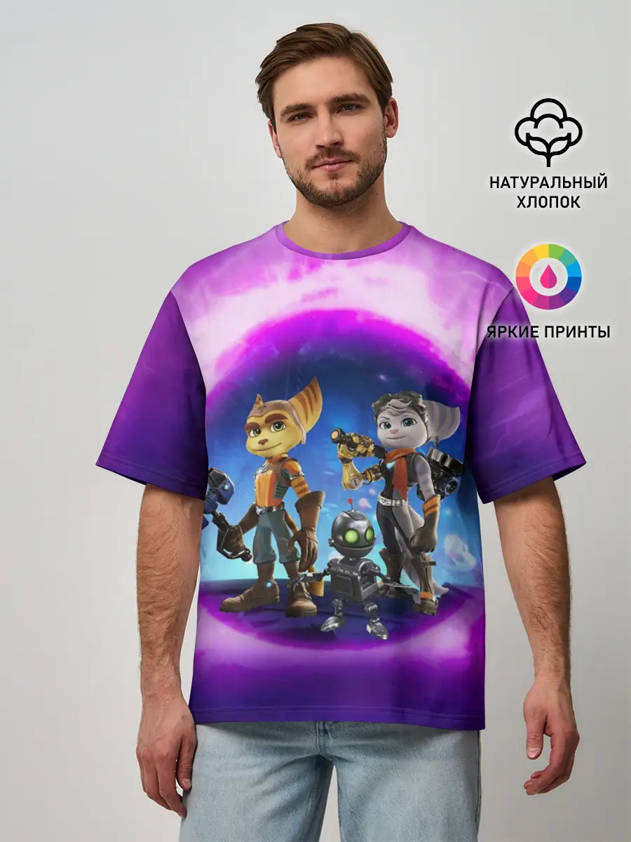 Мужская футболка оверсайз / Ratchet & Clank 2 Rift Apart