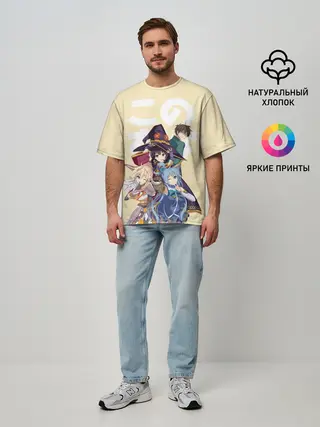 Мужская футболка оверсайз / KonoSuba девочки вместе