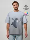 Мужская футболка оверсайз / мультяшный пингвин