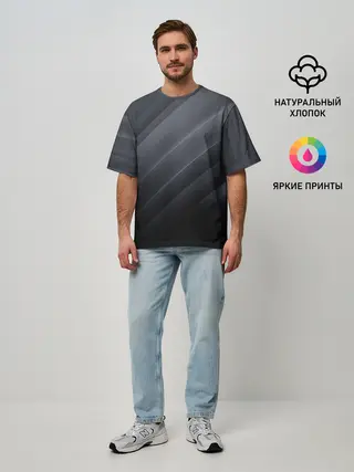 Мужская футболка оверсайз / GRAY WAVES