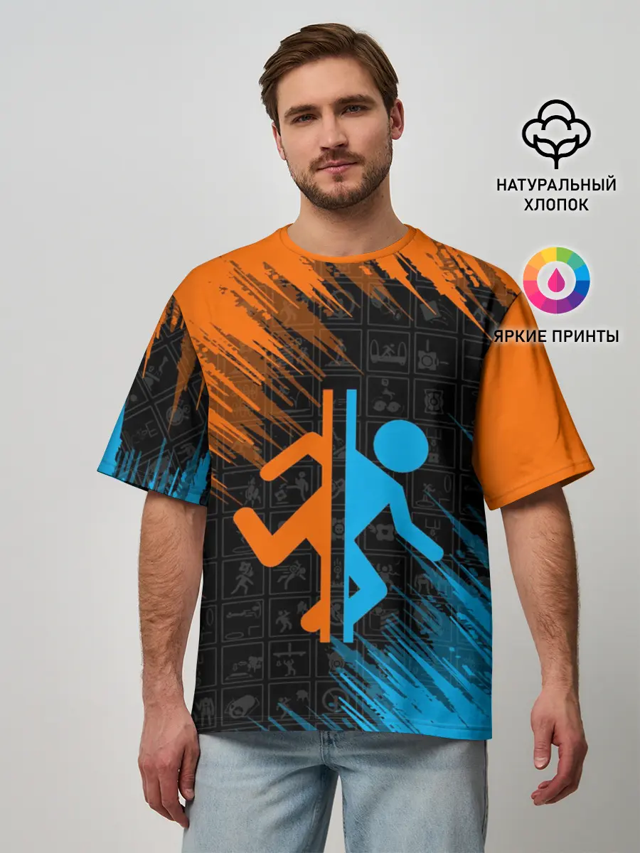 Мужская футболка оверсайз / PORTAL 2