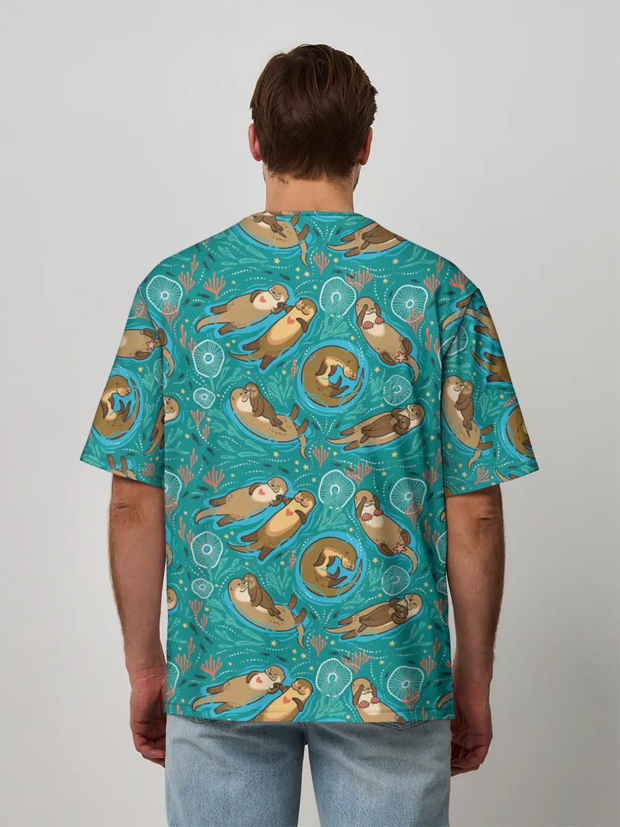 Мужская футболка оверсайз / Весёлые выдры