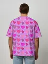 Мужская футболка оверсайз / Розовые сердечки