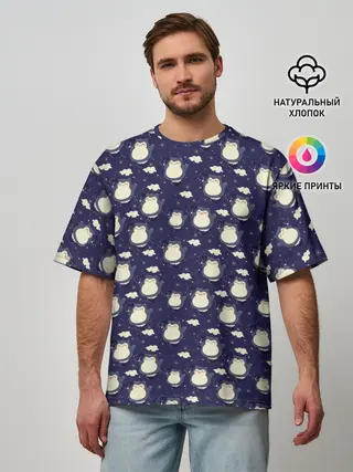 Мужская футболка оверсайз / Мой сосед Тоторо My Neighbor Totoro паттерн