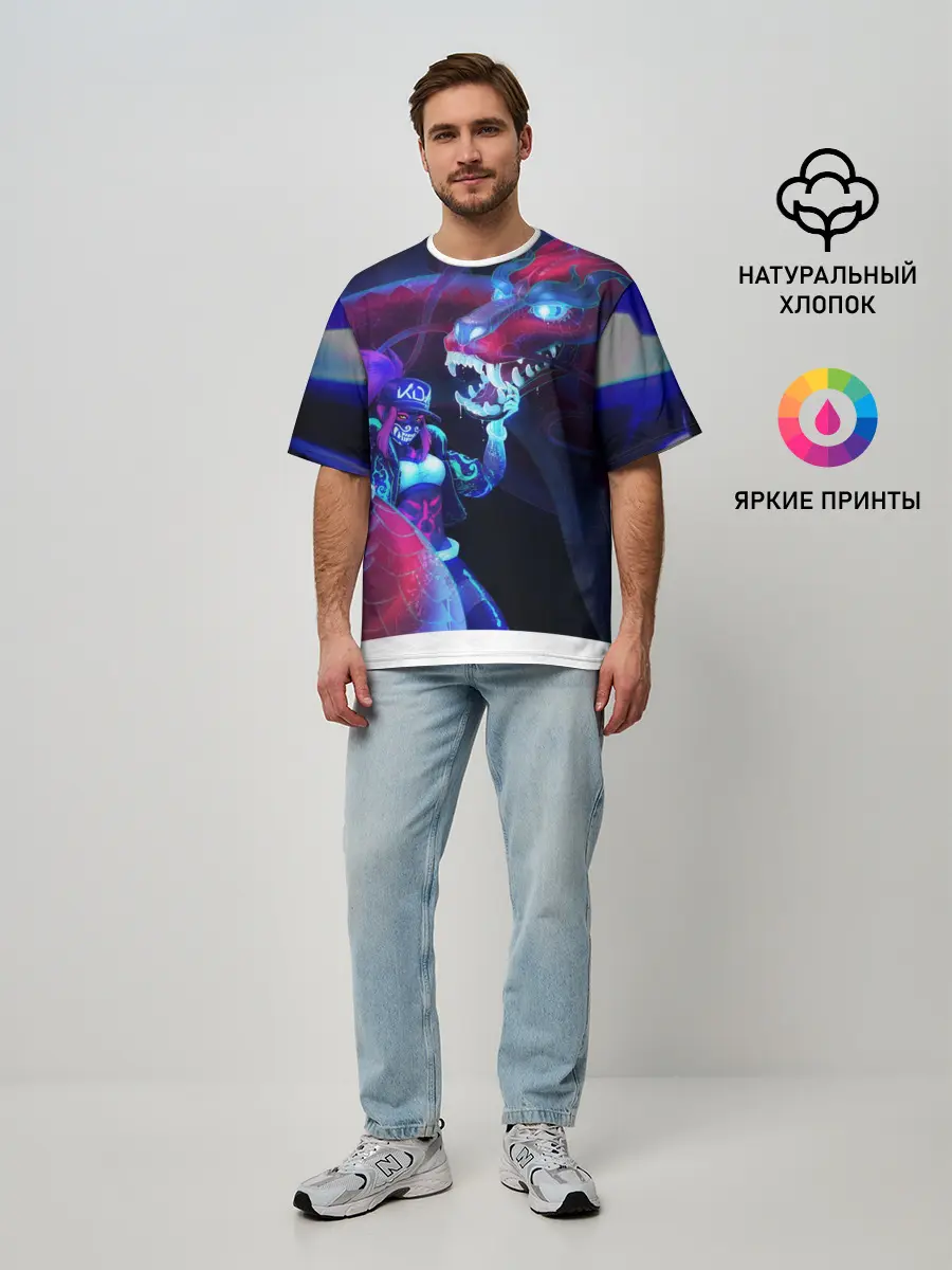 Мужская футболка оверсайз / League of legends Akali KDA