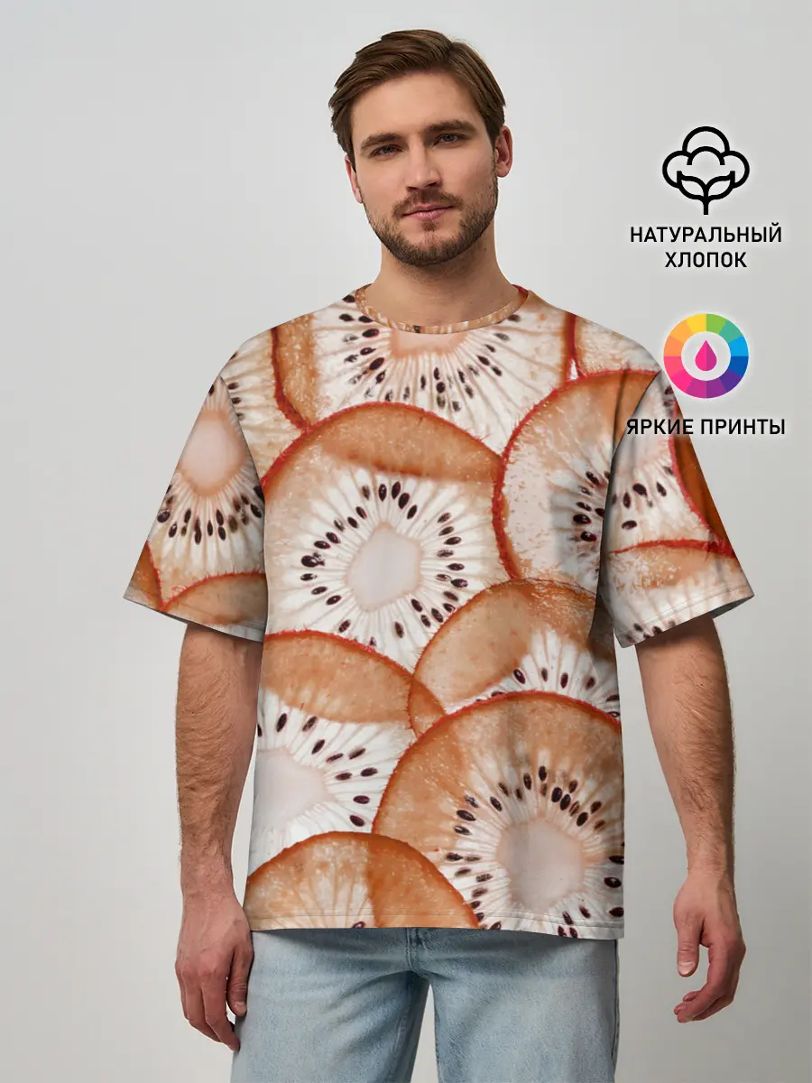 Мужская футболка оверсайз / Красный Киви