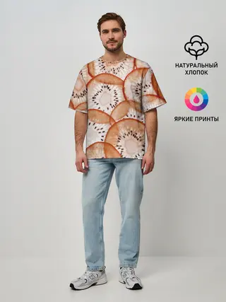 Мужская футболка оверсайз / Красный Киви