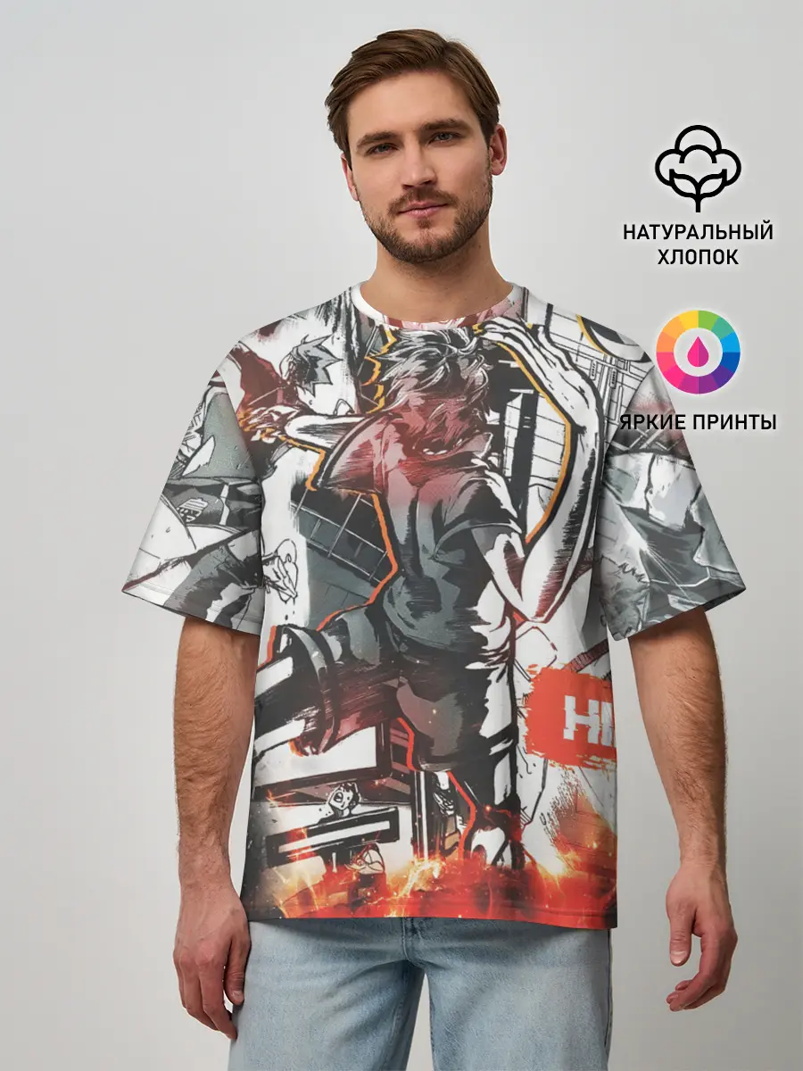 Мужская футболка оверсайз / Haikyu Haikyuu Haikuu