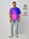 Мужская футболка оверсайз / Абстрактный пурпурно-синий