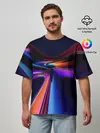 Мужская футболка оверсайз / Красочные светящиеся линии