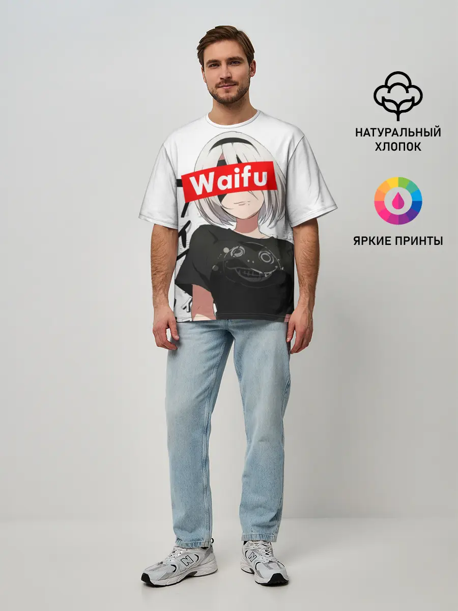 Мужская футболка оверсайз / Waifu - 2B Nier