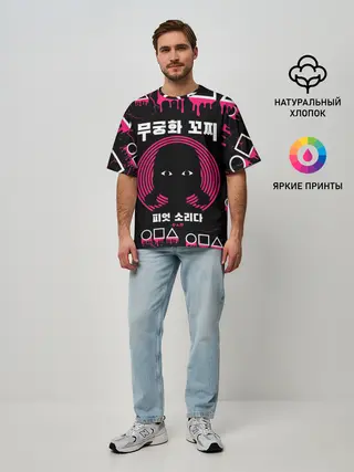 Мужская футболка оверсайз / ИГРА В КАЛЬМАРА / КУКЛА