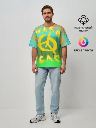 Мужская футболка оверсайз / Make peace