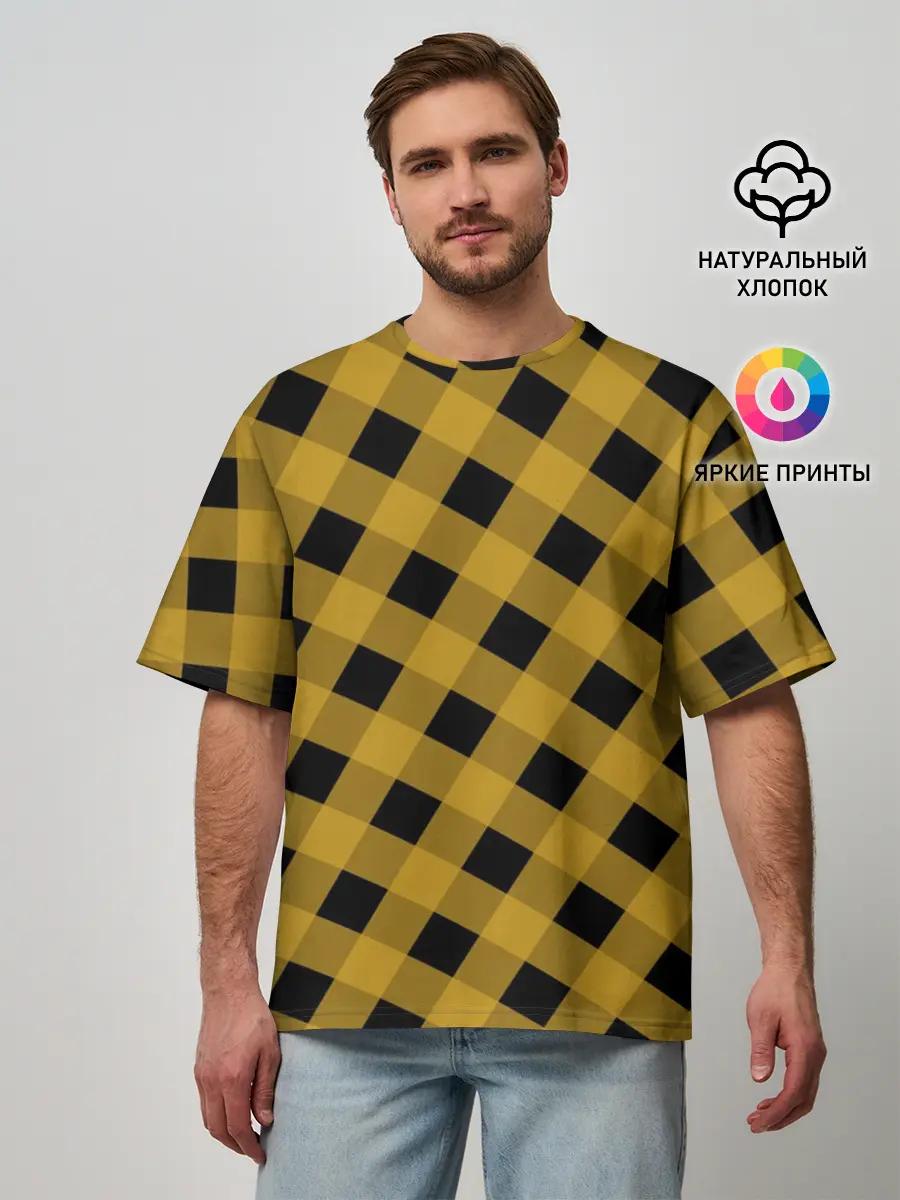 Мужская футболка оверсайз / Шотландка