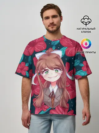 Мужская футболка оверсайз / Моника в цветах