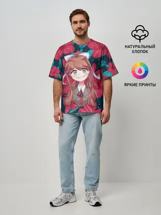 Мужская футболка оверсайз / Моника в цветах