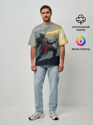 Мужская футболка оверсайз / Dragonborne is here