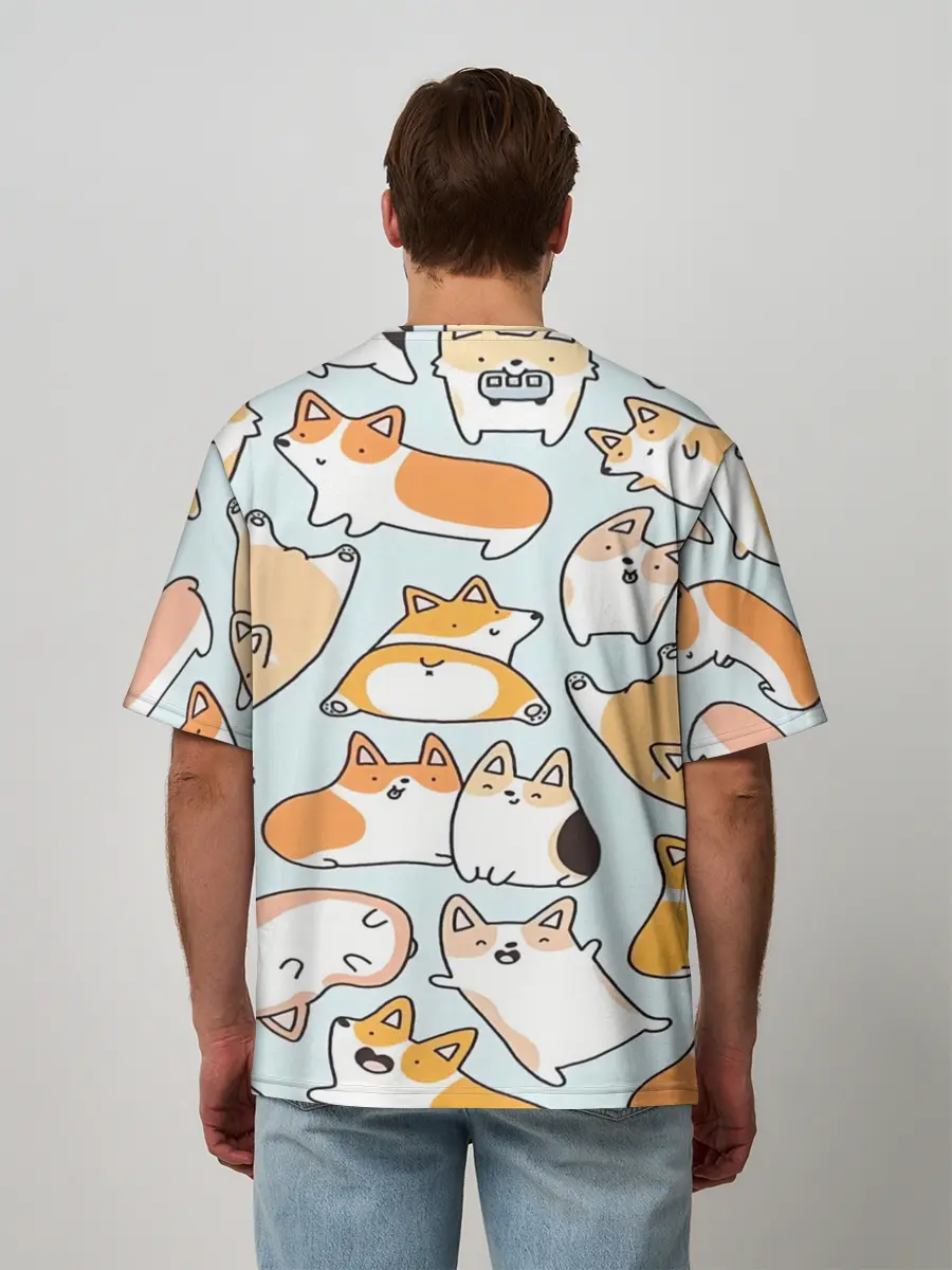 Мужская футболка оверсайз / Корги