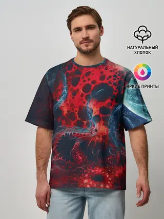 Мужская футболка оверсайз / Гигантский космический монстр