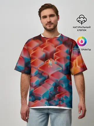 Мужская футболка оверсайз / Неоновая пара