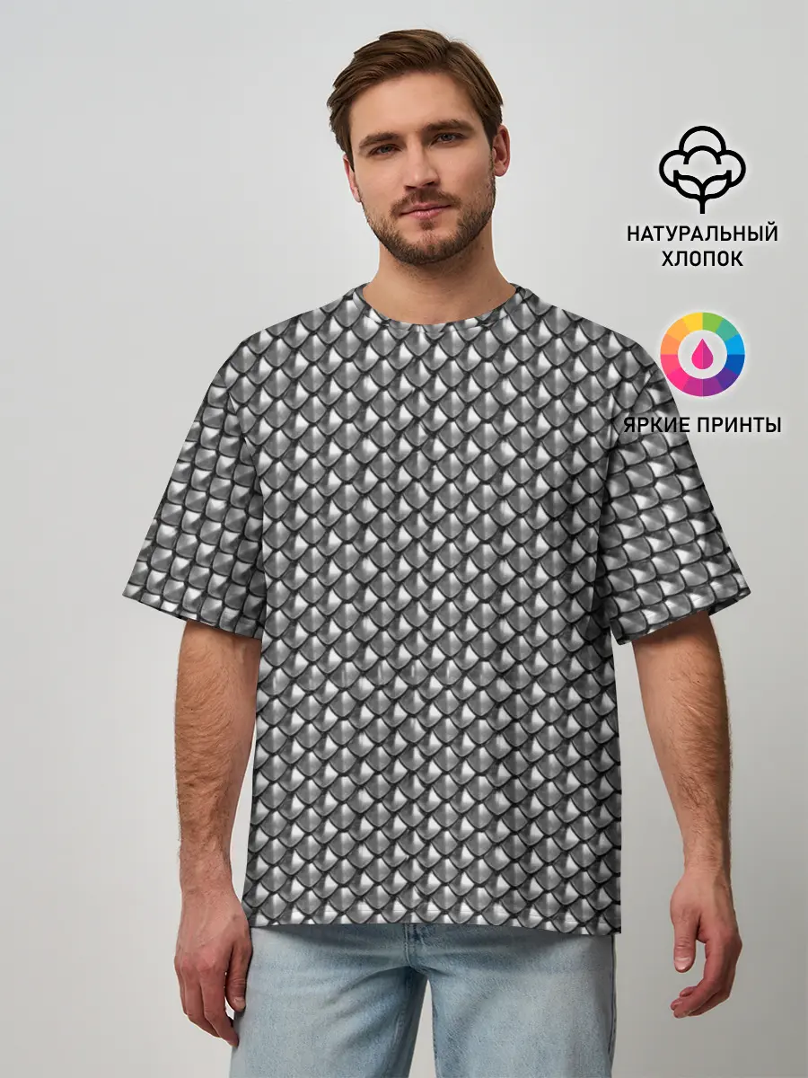 Мужская футболка оверсайз / Metal Scales