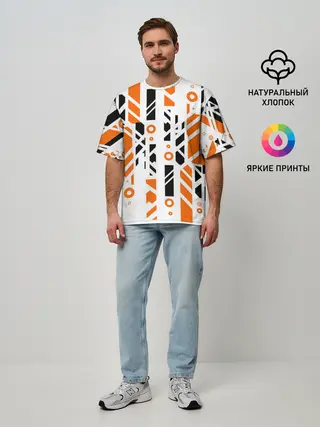 Мужская футболка оверсайз / абстракция маршрут